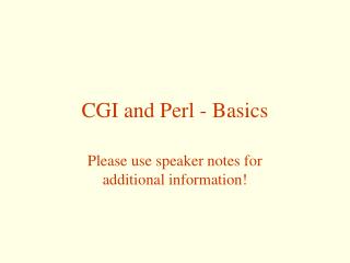 CGI and Perl - Basics