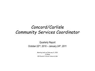 Concord/Carlisle Community Services Coordinator