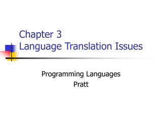 Chapter 3 Language Translation Issues