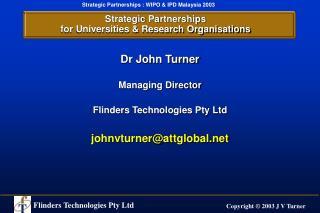 Strategic Partnerships for Universities &amp; Research Organisations