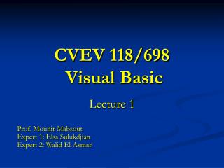 CVEV 118/698 Visual Basic