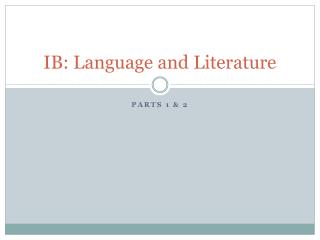 IB: Language and Literature