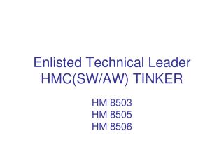 Enlisted Technical Leader HMC(SW/AW) TINKER