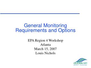 General Monitoring Requirements and Options