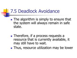 7.5 Deadlock Avoidance