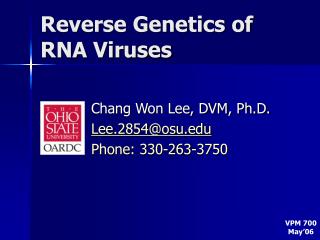 Reverse Genetics of RNA Viruses