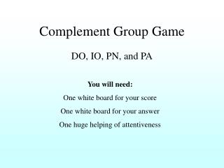 Complement Group Game