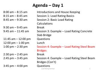 Agenda – Day 1