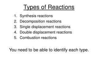 Types of Reactions