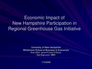 Economic Impact of New Hampshire Participation in Regional Greenhouse Gas Initiative