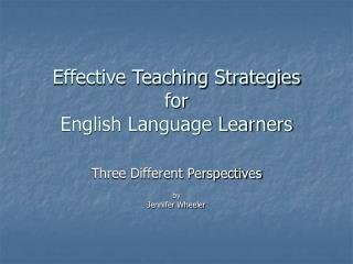 Effective Teaching Strategies for English Language Learners