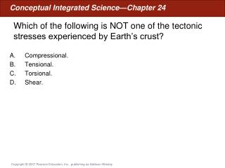 Which of the following is NOT one of the tectonic stresses experienced by Earth’s crust?