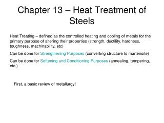 Chapter 13 – Heat Treatment of Steels