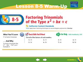 Lesson 8-5 Warm-Up