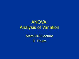 ANOVA: Analysis of Variation