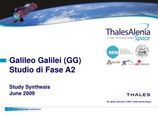 Galileo Galilei (GG) Studio di Fase A2 Study Synthesis June 2009