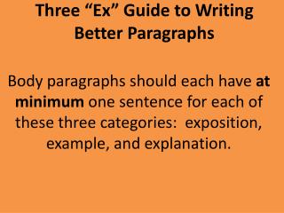 Three “Ex” Guide to Writing Better Paragraphs
