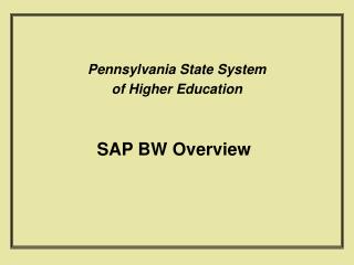 SAP BW Overview