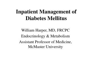 Inpatient Management of Diabetes Mellitus