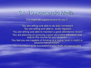Gr. 10 Academic Math