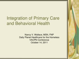 Integration of Primary Care and Behavioral Health