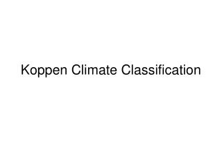 Koppen Climate Classification