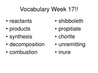 Vocabulary Week 17!!