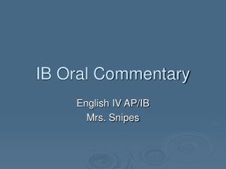 IB Oral Commentary