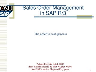 Sales Order Management in SAP R/3