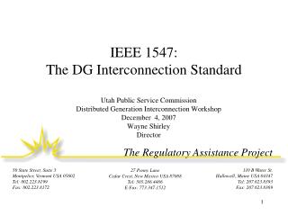 IEEE 1547: The DG Interconnection Standard
