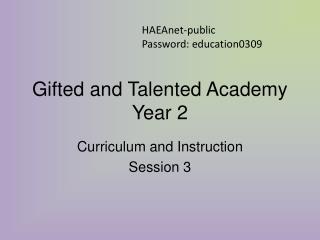 Gifted and Talented Academy Year 2