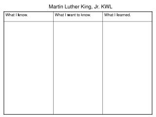 Martin Luther King, Jr. KWL