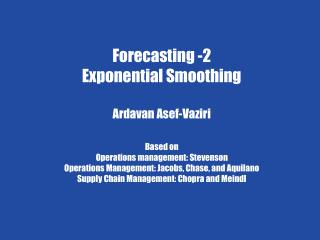 Chapter 7 Demand Forecasting in a Supply Chain