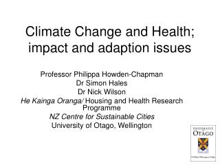 Climate Change and Health; impact and adaption issues