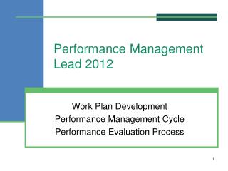 Performance Management Lead 2012