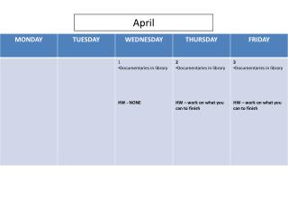 April Agenda