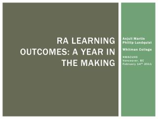 RA learning outcomes: A Year in the making