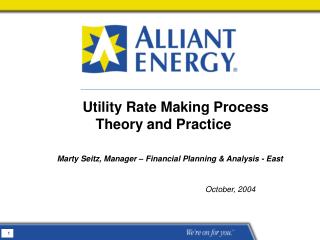 Utility Rate Making Process Theory and Practice