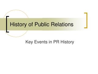 History of Public Relations