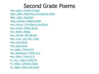 Second Grade Poems