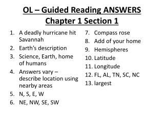 OL – Guided Reading ANSWERS Chapter 1 Section 1