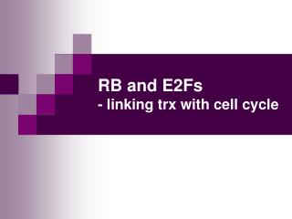 RB and E2Fs - linking trx with cell cycle