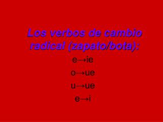 Los verbos de cambio radical (zapato/bota):