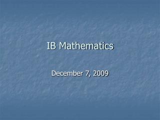 IB Mathematics
