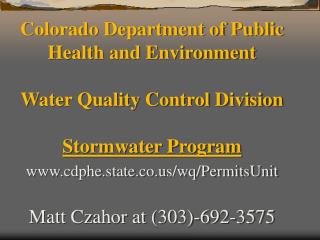 Basis for Water Quality Permitting