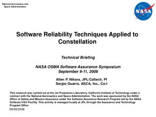 Software Reliability Techniques Applied to Constellation