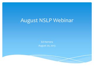 August NSLP Webinar