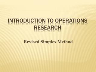 Introduction to Operations Research