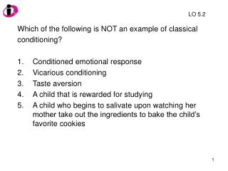 Which of the following is NOT an example of classical conditioning?