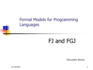 Formal Models for Programming Languages
